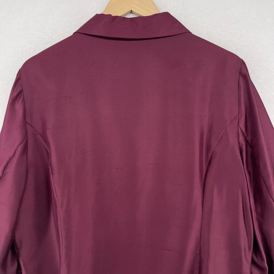 Camisa KATE HILL 18W Plus Seda Satén Abotonada Puños Manga 3/4 Blusa Púrpura Foto 4 de 4