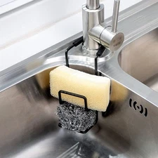 Sink Caddy Sponge Holder - Faucet Rack Shower Tray - Kitchen and Black