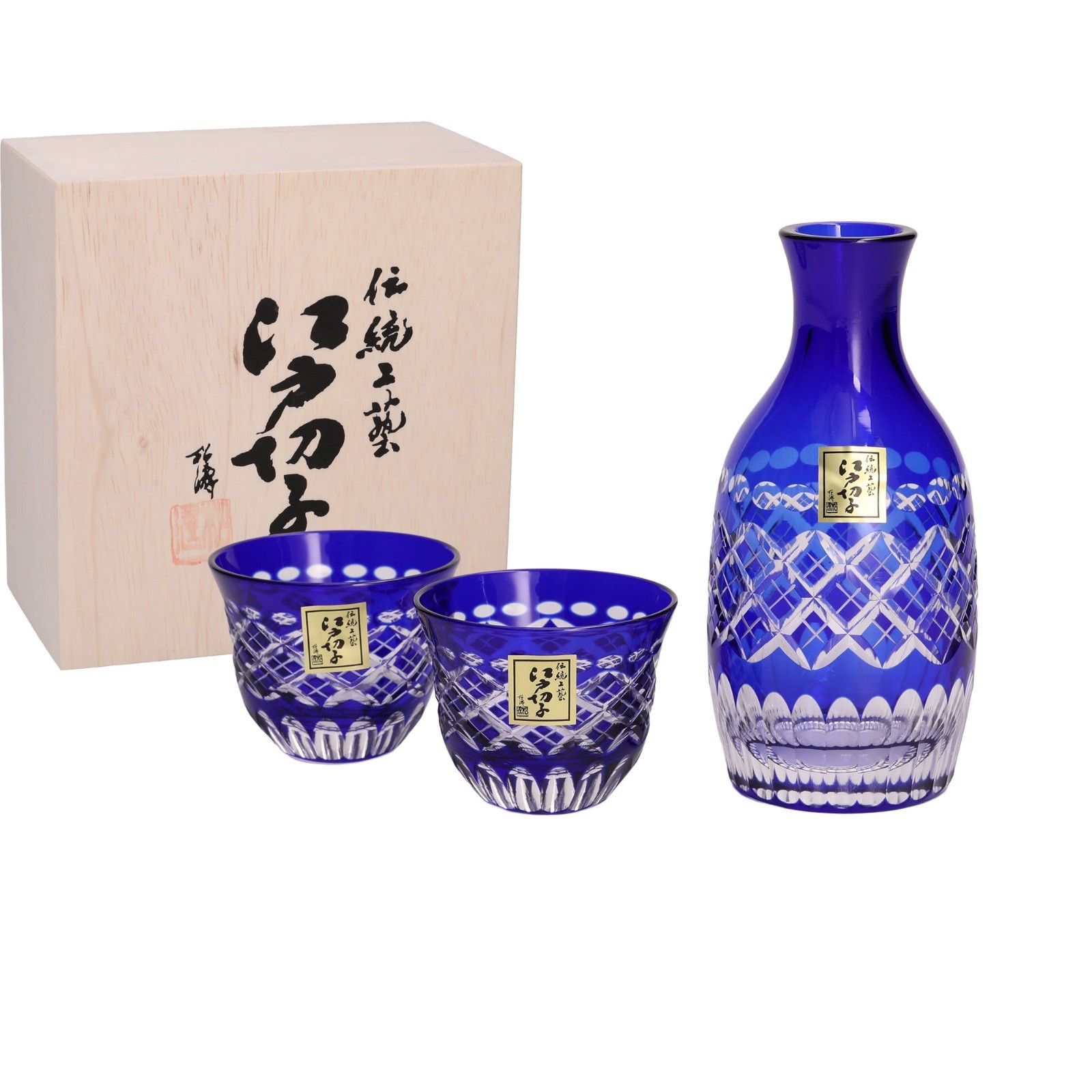 Edo Kiriko Pair of Glasses Edo Kiriko Cold Sake Cup Set Japanese tradition