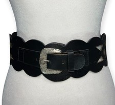 THE LIMITED ITALY LEATHER BELT BUCKLE VTG WOMEN S WIDE BOHO HIPPIE MOD FESTIVAL