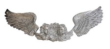 Silver Angel Wings Wall Art Distressed 2pc Home Decor Chrome Silver