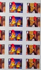 30x Aardman Classics Rocky and Ginger 2nd Class Stamps Sheet of 30