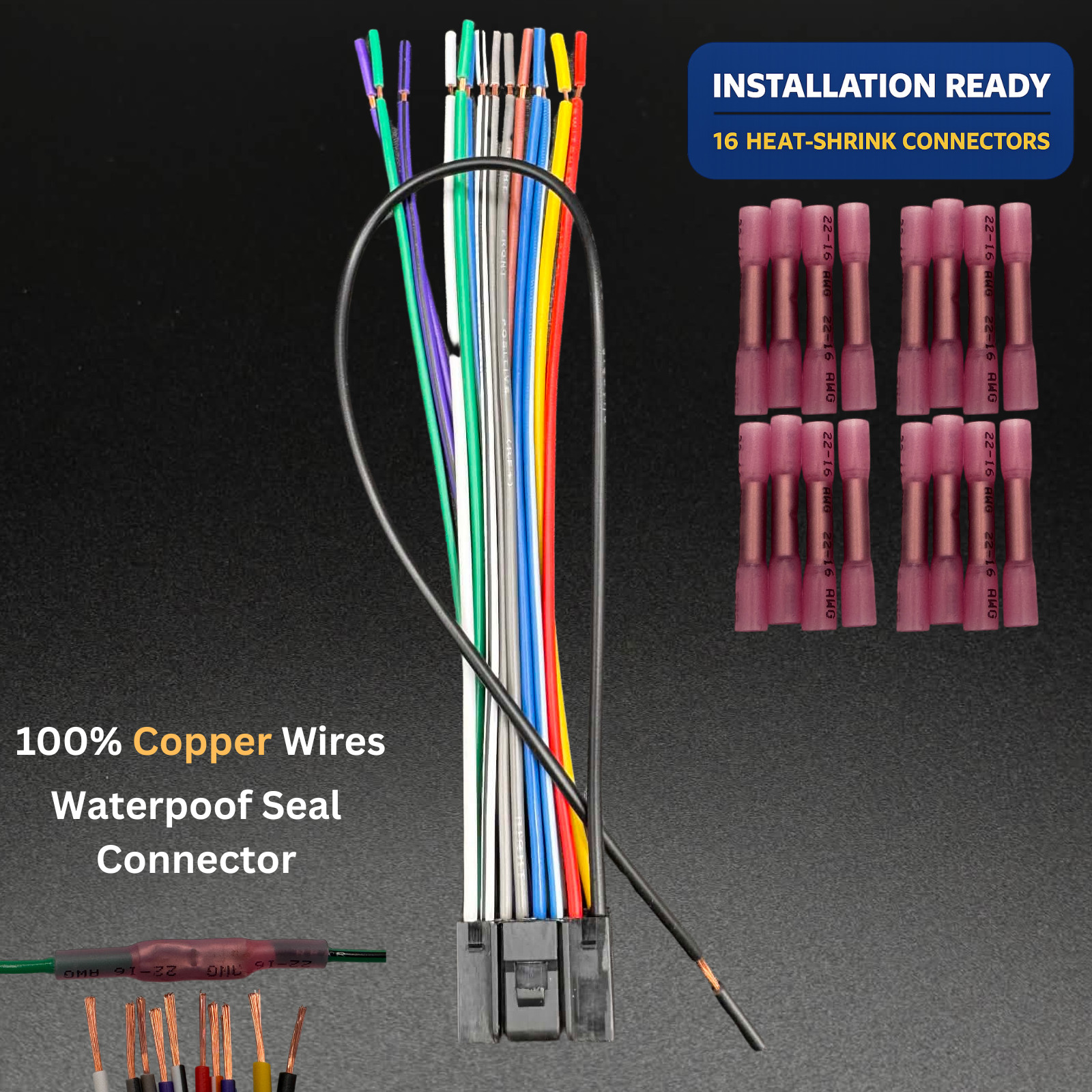 POWER WIRE HARNESS FOR KENWOOD DDX-374BT DDX374BT KIT WITH CONNECTORS