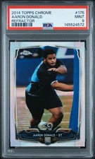 2014 TOPPS CHROME #175 AARON DONALD REFRACTOR PSA 9