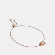 Coach Outlet Pave Signature Slider Bracelet - Rose Gold New