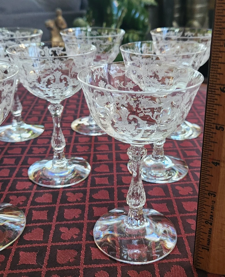 Lote de 10 preciosas copas de agua/vino de cristal Fostoria de colección Foto 4 de 4