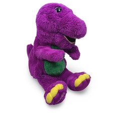 Vintage 1992 Barney the Dinosaur Plush 8" Golden Bear Lyons Group Purple Green