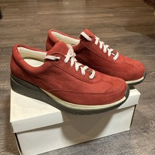 Naturalizer Abbott Red Leather Sneakers Women’s 9M Comfort Wedge Coastal Sporty