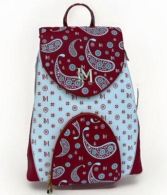 Isaac & Moore Luxury Leather Backpack   Designer, Exclusive, Red/White, Rare