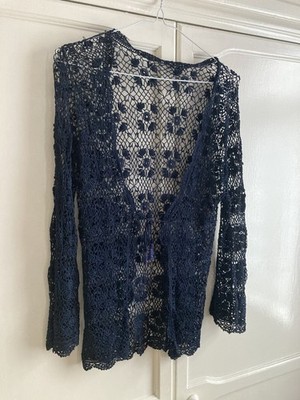 Damen Luxus Stretch Strick Perlen Häkel Strickjacke.  Klein