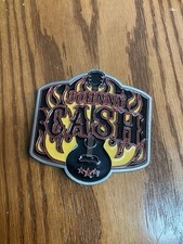 Johnny Cash Guitar Belt Buckle Fire Flames Pewter fits 1.5" Wide