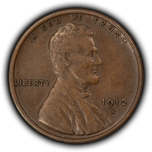 1912-S 1c Lincoln Wheat Small Cent - Original Chocolate Brown - XF - SKU-Y6539