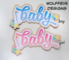 CRAFTECAFE baby BOY GIRL TITLE premade paper piecing scrapbook DIECUT PIECE