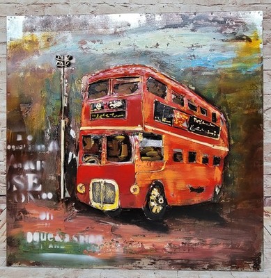 Collectible 3D Metal Painting on Canvas Pastel Wall Art Home Office Studio Decor