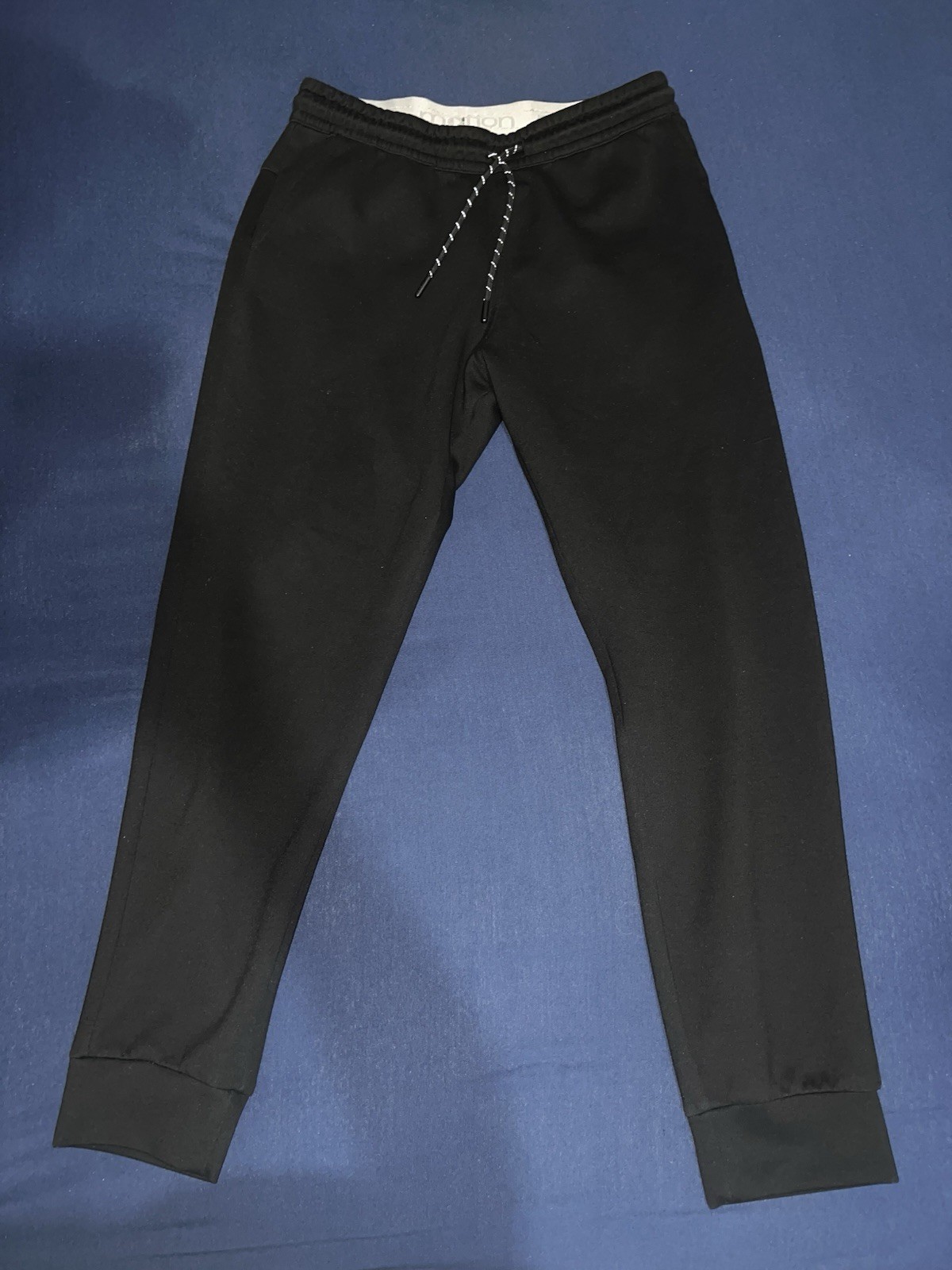 Motion Men's Black Jogger Pants Size M Drawstring Pockets Elastic Waist Tapered