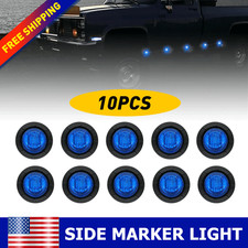 10 PCS LED Side Marker Clearance Lights Trailer Truck Blue 3/4" Round Waterproof