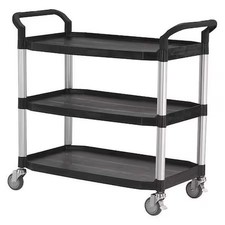Utility Cart With Deep Lipped Plastic Shelves, Polypropylene/Fiber Glass