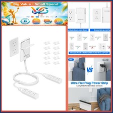 NEW Dual 6ft Flat Plug Outlet Extender 6 AC Outlets Ultra Thin White 13A 125V
