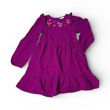 Cat  Jack Fit  Flare Purple Floral Embroidered Ruffle Sleeve Knee Length Dress