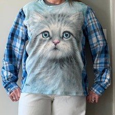Camisa Gato, Camiseta Gatito Reciclada y Camisa Manga Larga a Cuadros Lg
