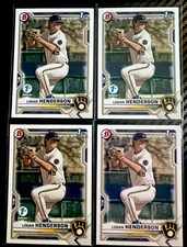 (4) Lot LOGAN HENDERSON 3x 2021 Bowman Draft 1st First Edition 1 Paper BD-114 RC