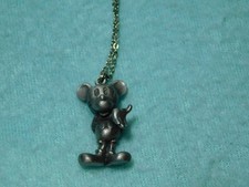 Vintage Walt Disney, Mickey Mouse Metal Pendant W/18 Chain in Good Cond.