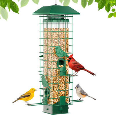 Squirrel-Proof Metal Bird Feeder: 3lb Weight-Activated Hanging Wild Bird Feeder