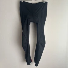 Qualidyne Cycling Pants Mens Large Padded Bike Tights Black Red Zipper Leg