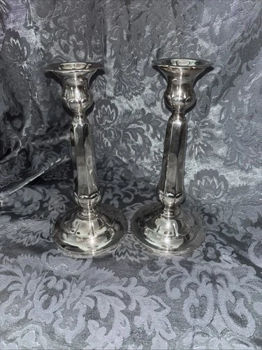 Pair Vintage Reed & Barton Sterling Silver 9” Fluted Candlesticks