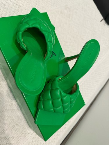 SCARPE STILETTO SEXY BOTTEGA VANETA VERDE LTHER IMBOTTITE MULE 38,5NUOVE$1200 - Foto 7 di 7
