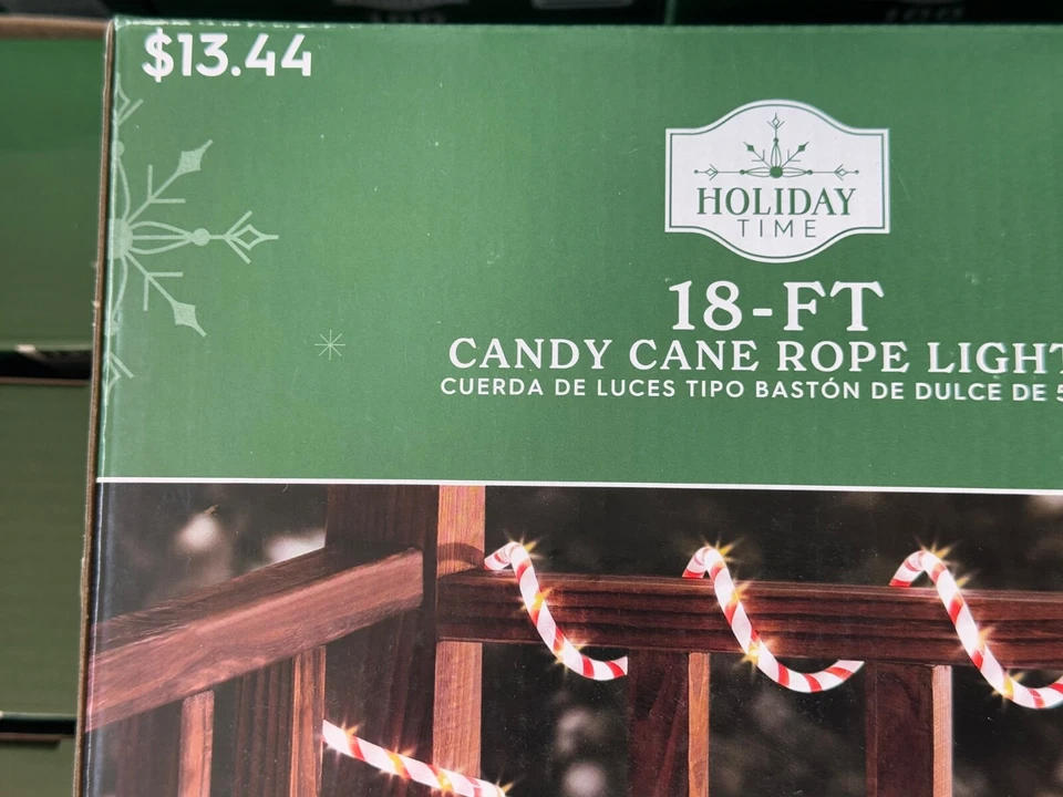 ¡Nuevo! Luz de cuerda LED Candycane de 15 pies Holiday Time CANE BASTÓN DE CARAMELO NAVIDAD Foto 2 de 4