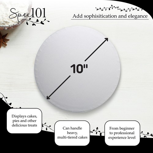 Spec101 Round Cake Boards Bulk 12pk 10 Inch Cake Drum White 1/2in Smooth Edge 810009877240 eBay