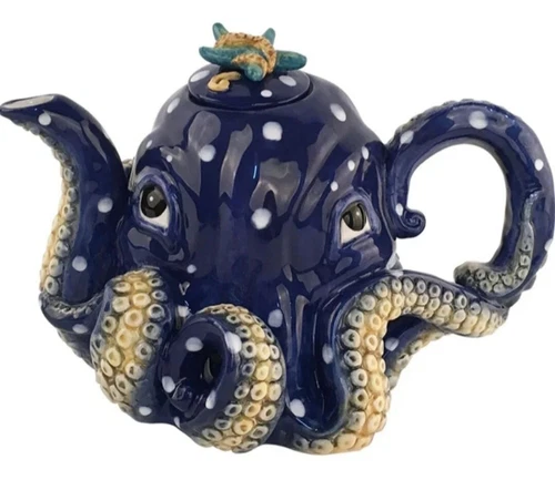 Blue Sky Clayworks Blue Octopus Ceramic Teapot by Heather Goldminc ~ New