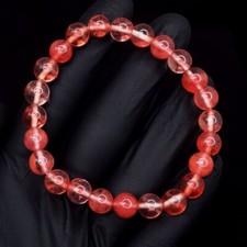 Very Attractive Strawberry Quartz 70 Cts Beaded Stretchable Bracelet  VK 02 E625