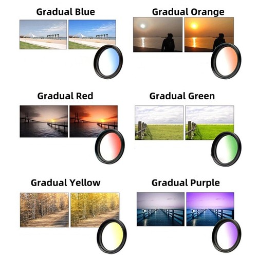 7 Color Gradual Filter Lens Kit 37mm CPL Filters with Clip For Phone Pad Camera - Picture 11 of 14