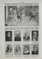 1901 PRINT WOMEN FENCERS AT KENSINGTON GORE REVEREND WOODFORD KENDALL MR BROWN
