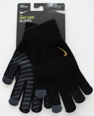 Nike Knitted Grip Gloves Unisex Adult S/M Black/Anthracite/Metallic Gold