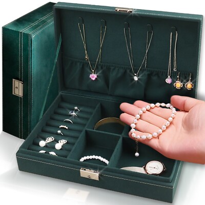 Schmuckkasten Kompakt  Schmuckbox Schmuckkästchen Jewellery Box Grün Retoo