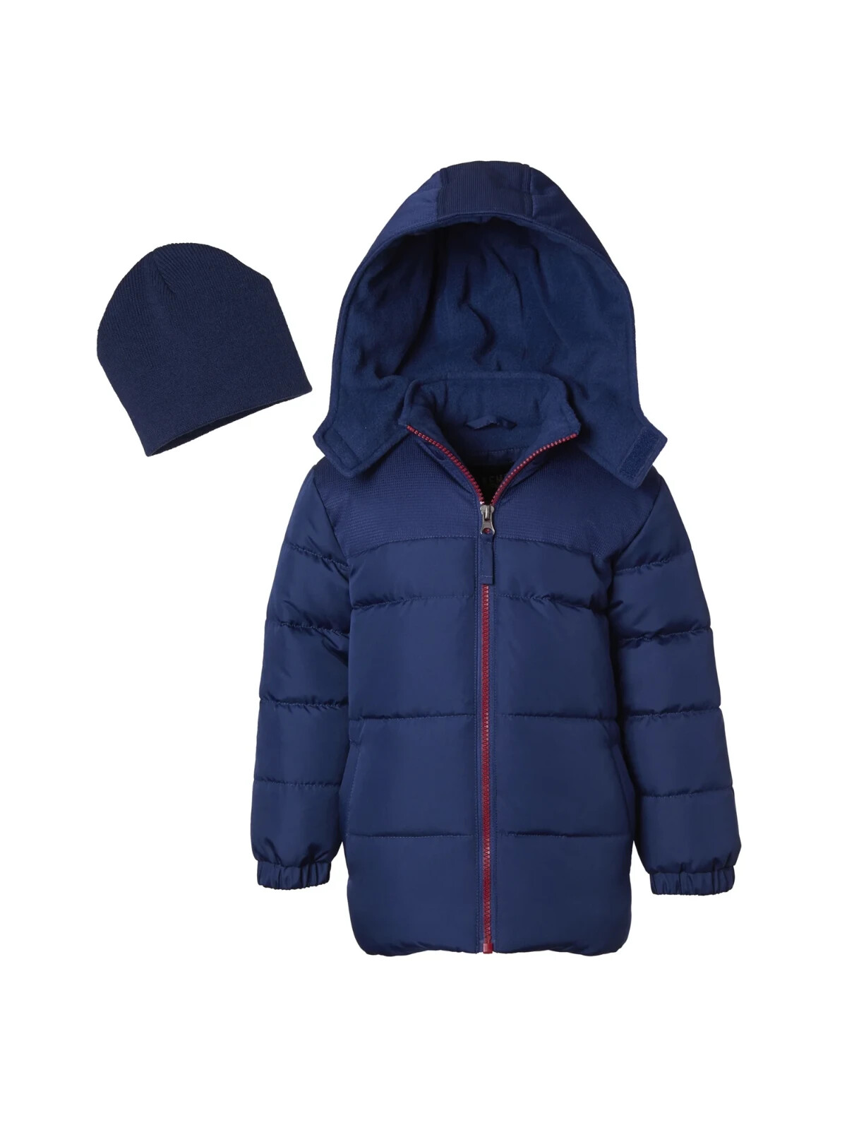 iXtreme Puffer Jacket with Contrast zipper Free Matching Beanie Blue Size 10/12-image