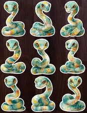 Green and Gold Snake Vinyl Stickers Set Scrapbooking Laptop Water Bottle