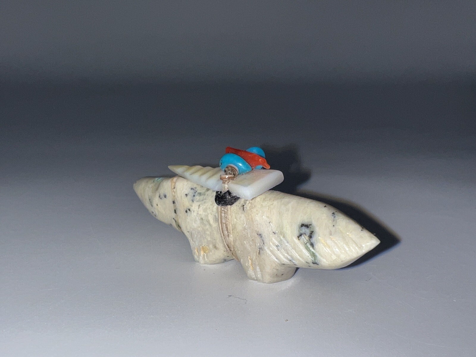 Native American 1970’s Zuni Carved Stone Wolf Fetish By Edna Leki (d.)