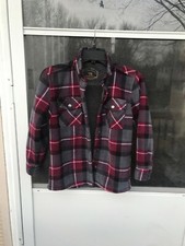 Freedom Foundry Boys Shirt Jacket S 7/8 Sherpa Lined Fleece Hooded Red Plaid
