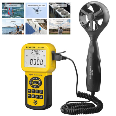 Digital Anemometer Wind Speed Meter Air Volume Measure Data Record 0.3~45m/s US 