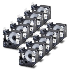 10X Black on White IND Vinyl Label Tape 18445 for Dymo Rhino 4200 5200 5000 3/4"