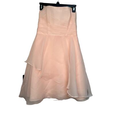 David's Bridal Short Strapless Organza Bridesmaid Dress Style F15902 Size 4  | eBay