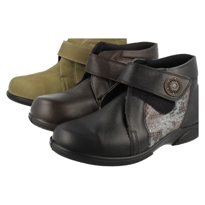 Ladies Easy B Black Snake Brown Olive Nubuck Leather Ankle