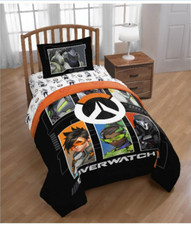 Overwatch Team Up Twin Comforter Sheets Pillowcase 4 Pc Set Colorful