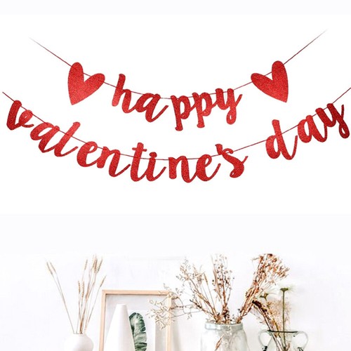 Happy Valentines Day Banner Valentine Room Decorations Valentine Hanging Flags - Picture 7 of 12