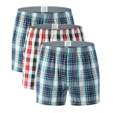 Mens Loose Cotton Underpants Boxer Shorts Casual Plaid Sports Home Summer Green