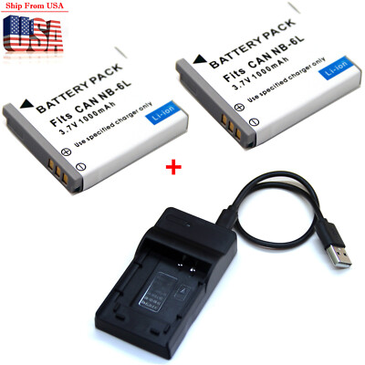 Battery / Charger For NB-6LH Canon Power Shot SD1300 IS SD3500 IS SD4000 IS ELPH